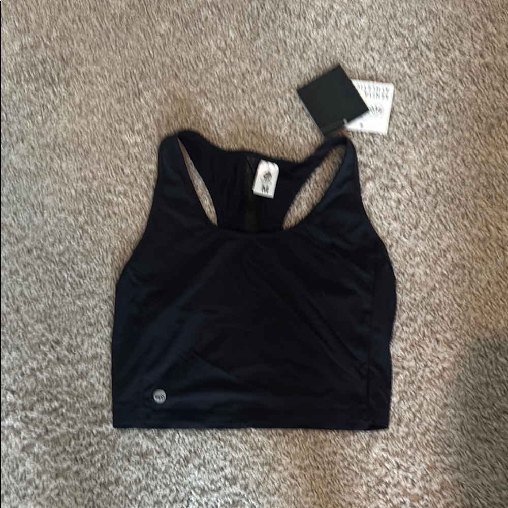 Senita Athletics Women's Black cropped tank top NWT
